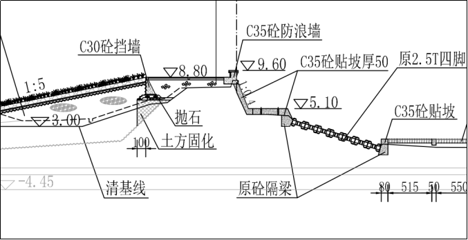 台州市循环经济产业集聚区海塘提升工程设计图（局部，固化土部分）